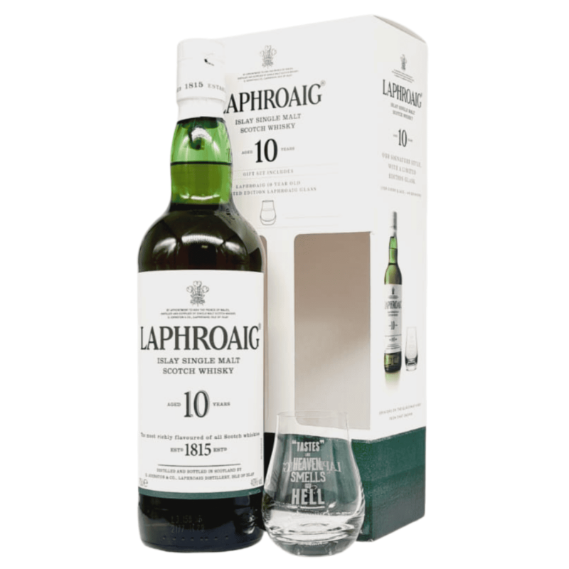 Laphroaig 10yo 70cl + Glass